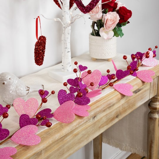6ft. Glittered Hearts & Berries Valentine's Day Garland
